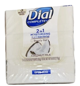 Dial Complete 2 In 1 Moisture COCONUT MILK Soap Bars 3 Pack ~ NEW - Picture 1 of 2