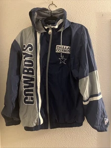 Vintage Dallas Cowboys Hoodie Wind Jacket Mighty Mac Deion Sanders Micheal Irvin - Picture 1 of 9