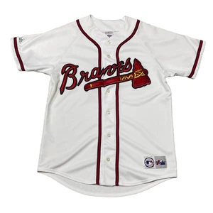 Maglia grande uomo Majestic Atlanta Braves cucita cucita base fresca schiena vuota MLB - Foto 1 di 8
