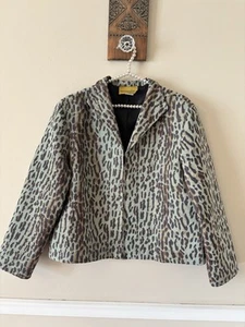 Vintage Painted Pony Womens Size XL Green Sueded Animal Print Jacket Full Zip - Picture 1 of 5
