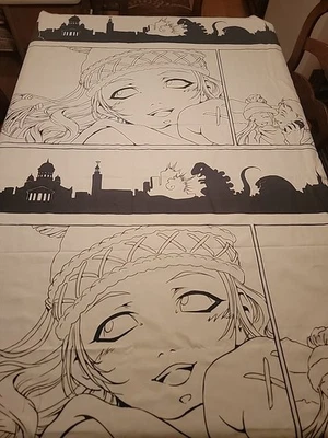 Ikea Asa Ekstrom 2008 Black White Manga Panel Fabric 60"x64" Hard To Find Nice!! - Image 1 of 4