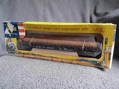 Vintage 1950s NOS Erie 4030 Black 50' Flat Car With Real Wood Logs Never Used - Image 1 of 2