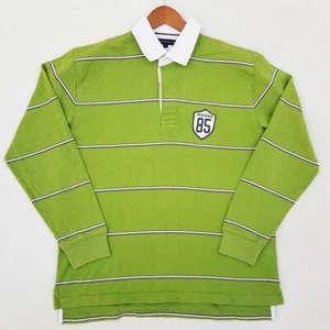Vintage Tommy Hilfiger Men's Long Sleeve Rugby Polo Shirt Size M Green - Imagen 1 de 7