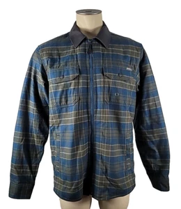 Neu mit Etikett Eddie Bauer Herren blau grün kariert Kunst Lammfell gefüttert Reißverschluss Shacket Jacke M - Bild 1 von 8