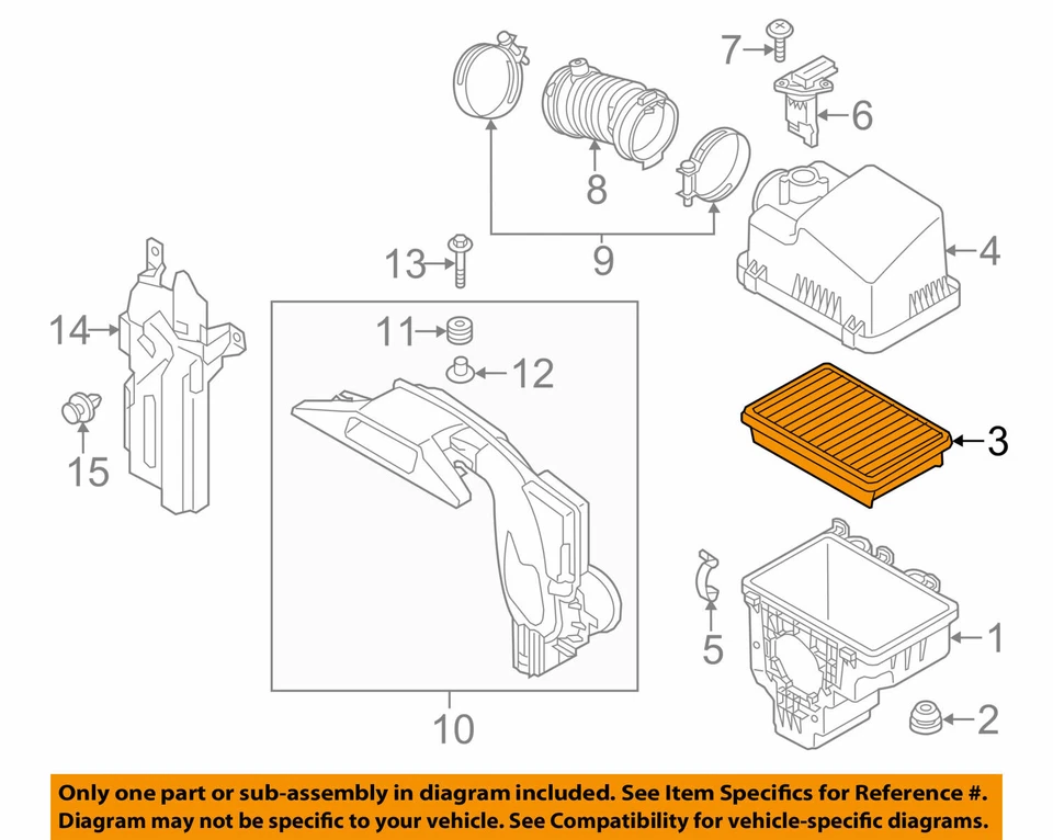 Filtro de aire del motor MAZDA OEM 16-17 CX-3 PEHH133A0 Foto 1 de 1