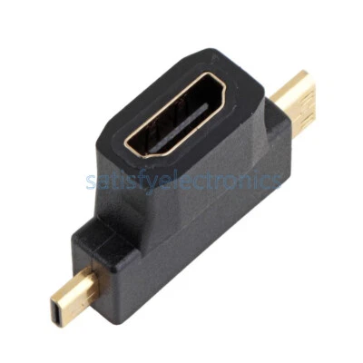 1PCS 3 in 1 HDMI Female to Mini HDMI Male + Micro HDMI Male Adapter Connector - Image 1 of 4