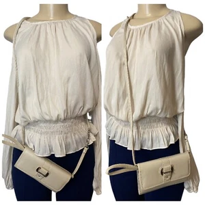 ETIENNE AIGNER BEIGE LEATHER X-BODY/ WRISTLET/CROSSBODY BAG - Picture 1 of 11