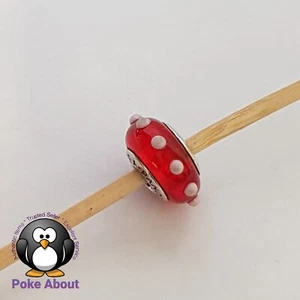 Genuine Pandora Charm: Red Seeing Spots Murano Glass Silver 790633 RETIRED - Picture 1 of 6