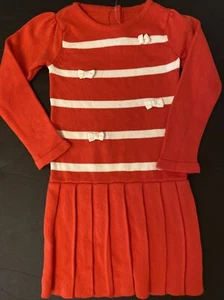 NWT Girls 5T Gymboree “MOD ABOUT ORANGE” Cotton SWEATER Pleated Skirt DRESS Bows - Picture 1 of 4