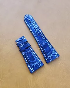 Correa de reloj de piel exótica genuina azul marino 30/20 mm para BVL OCTO 41 S - Imagen 1 de 13