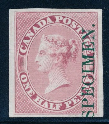 Canada #8Pi Specimen proof on india paper CV $250 VF - Image 1 of 3