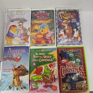 Lot Of 6  Vintage Classic Christmas VHS - Rudolph Veggietales WinnieThePooh - Picture 1 of 8