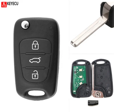 Flip Remote Car Key Fob 3Button 433MHz ID46 for Kia Rio Ceed  Picanto Sportage - Image 1 of 3