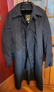 Vintage Logon Military Supply Chicago Black Trench Coat - Zip Out Lining - 42L - Picture 1 of 5