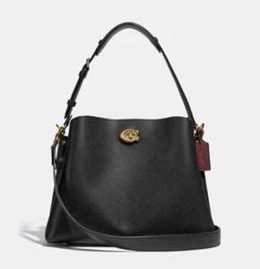 ❤️ Coach Willow C2621 Brass/Black Leather Shoulder Bag - Picture 1 of 8