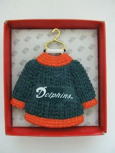 New in Box Classic Miami Dolphins Team Sweater Christmas Holiday Ornament NFL - Picture 1 of 1
