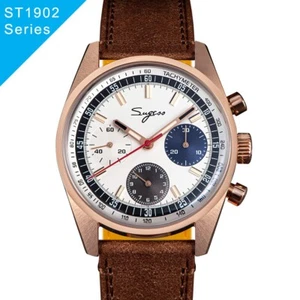 Seagull Sugess ST1902 Panda 38mm Gold Chronograph Domed Sapphire Lume 1963 - Picture 1 of 15