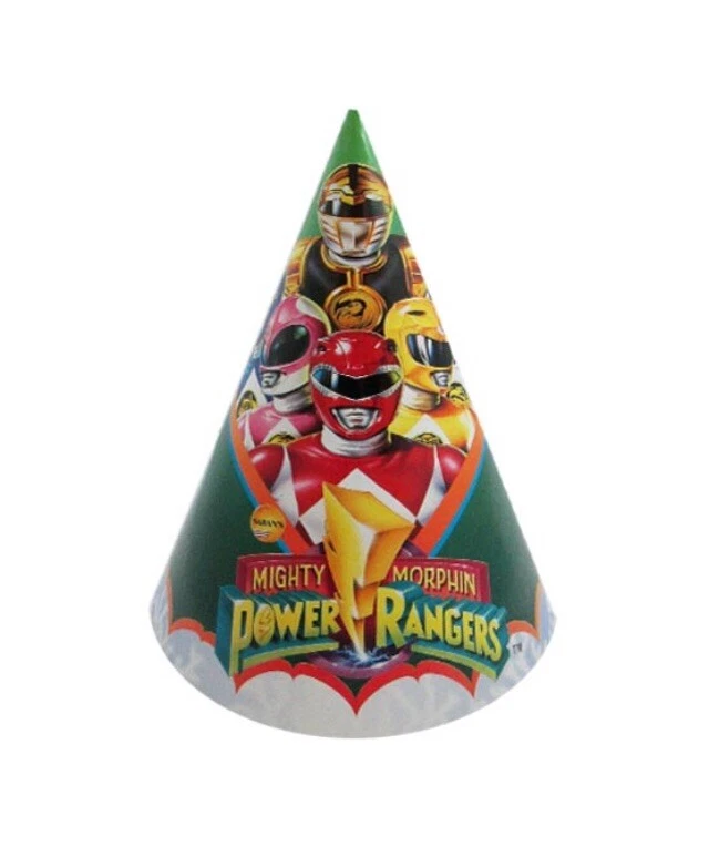 Vintage Mighty Morphin Power Rangers Classic Saban Birthday Party Cone Hats 8 Ct - Image 1 of 1