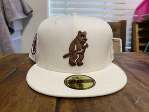 Chicago Cubs World Series Champions Off White New Era Fitted Hat 7 7/8 Pink UV - Picture 1 of 17