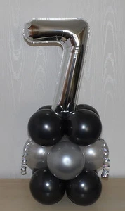 7th BIRTHDAY - AGE 7 - SILVER - PARTY - FOIL BALLOON DISPLAY - TABLE CENTREPIECE - Picture 1 of 4