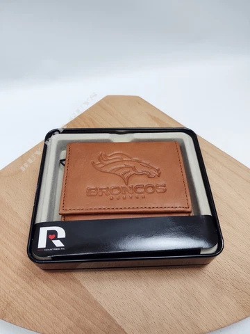 Denver Broncos NFL Embossed Leather Trifold Wallet - Broncos Brown Wallet Cover