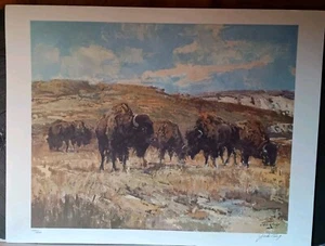 Buffalo Kunstdruck von Jack (Jac) Elmo King handsigniert nummeriert 104/400 - Bild 1 von 5