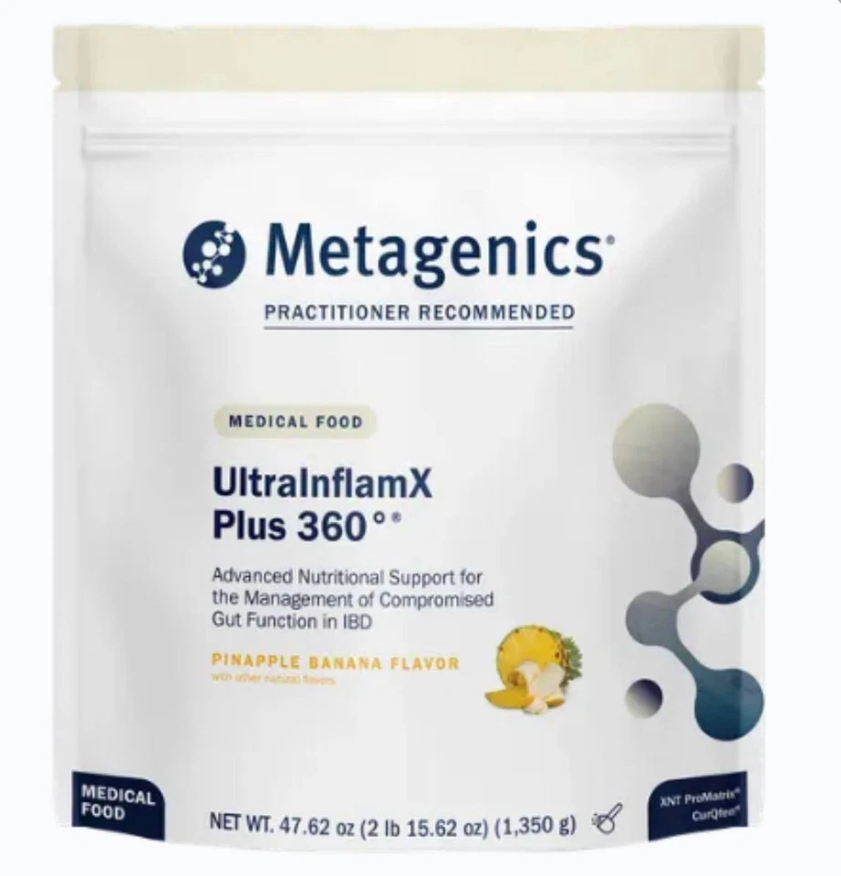 Metagenics UltraInflamX Plus 360°-菠萝香蕉 47.62 盎司。 30 份 — 第 1/2 张图片