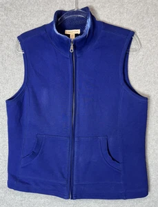 Coldwater Creek Vest Womens Large Blue Sherpa Lined Full Zip Sleeveless Pockets - Picture 1 of 9