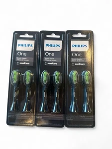 NEW 6 Original Philips One Brush Heads by Sonicare (3) 2 Packs Black - Picture 1 of 2