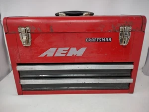 Caja de herramientas roja vintage Craftsman 2 dos cajones 4" tapa profunda - Imagen 1 de 14