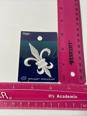 Fleur de Lis  White Embroidered  Iron-On Patch  2.5 Inch  NIP - Image 1 of 4