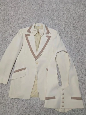 vintage 1970s tuxedo blazer USA made 36L cream TUX smoking jacket 3PC lord west - Image 1 of 4