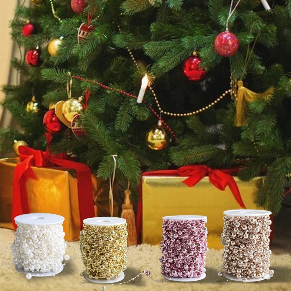 Christbaumschmuck 10m Kunststoff Perlen Girlande für stilvollen Urlaubslook - Bild 1 von 4