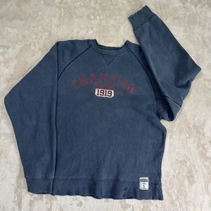 Vintage Champion Sweatshirt Mens Large Navy Blue Crewneck 1919 Graphic Raglan - Picture 1 of 13