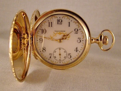 WALTHAM P.S.BARTLETT 17j 14k GOLD FILLED HUNTER CASE FANCY DIAL 16s POCKET WATCH - Image 1 of 4