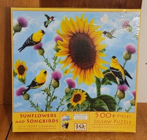 Rompecabezas SunsOut Girasoles y Pájaros Cantores 500 piezas, Jerry Gadamus, Muy Bueno - Imagen 1 de 8