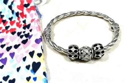 Brighton Jewelry - Magnetic  Bracelet Lot -  3 Beads Black Enamel Crystal - Image 1 of 3