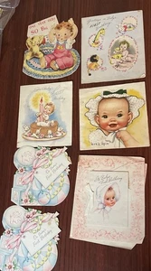 7 Bebés Niñas Primer Cumpleaños 1947 De Colección Usado Firmado - Imagen 1 de 19