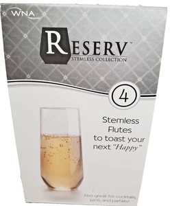 Reserv Stemless Champagne Flutes 8 Shatterproof 10 oz Glasses Made in USA - Picture 1 of 24
