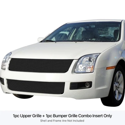 For Ford Fusion 06-09 APG 2-Pc Black Horizontal Billet Main & Bumper Grille Kit Foto 1 de 4