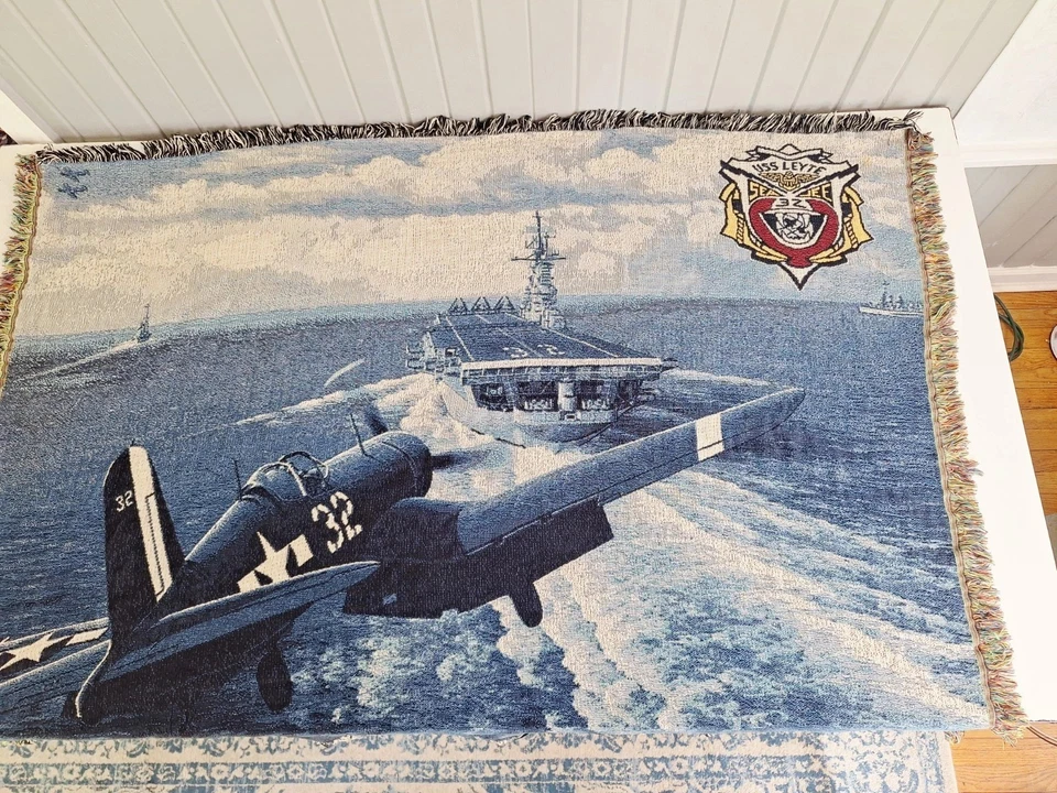 Manta de tapiz militar de la Marina Segunda Guerra Mundial avión acorazado colgante de pared  Foto 1 de 4