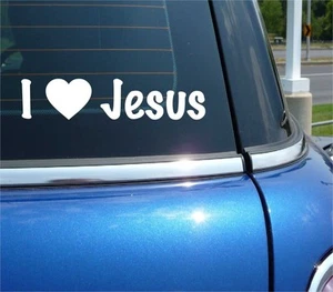 I LOVE JESUS DECAL STICKER HEART FAITH PRAY CHURCH BIBLE CHRISTIAN CAR TRUCK - Picture 1 of 3