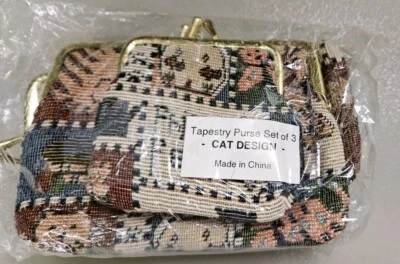 Paquete de 3 monederos tapices para gatos de colección, estuche para gafas, puse mediano.  Foto 1 de 4