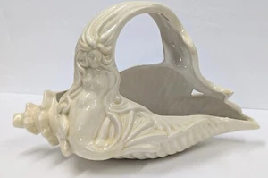 Vintage White Conch Shell Mermaid Planter Ceramic Hand Painted Signed B Gibson  - Picture 1 of 21