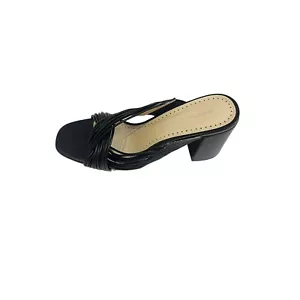 Adrienne Vittadini Annalee Sandals Sz 8.5 Black Slip On Open Toe Block Heel - Picture 1 of 6