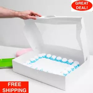 10/Case Bakery Cake Boxes 19" x 14" x 4" White Cake Box Sturdy and Nice Boxes - Picture 1 of 13