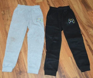 2 Pairs Sweatpants Boys Size 7 (130) Gamer Gray Black - Picture 1 of 6