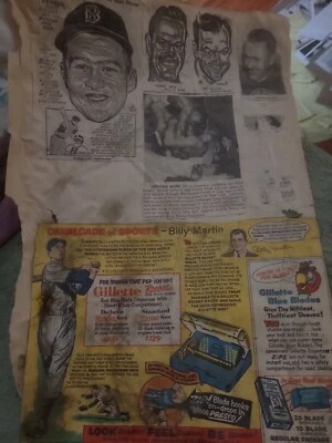 1956 BILLY MARTIN GILLETTE AD MLB BASEBALL JACKIE JENSEN NEWS PHOTO NEW YORK  - Image 1 of 4