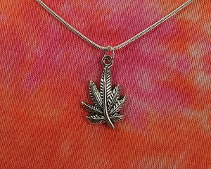 Marijuana Pot Leaf Necklace, THC, 420 Weed Charm Pendant Jewelry, 16-36" chain - Picture 1 of 6