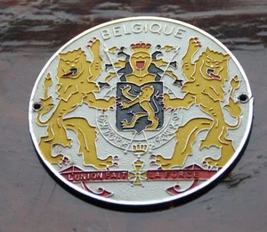 Plakette Emblem Oldtimer Belgique La Force L'union Fait Wappen-Reu Heubach - Bild 1 von 4